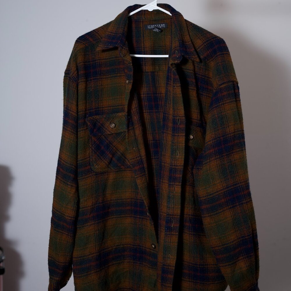 Brown Structure brand checkered Flannel